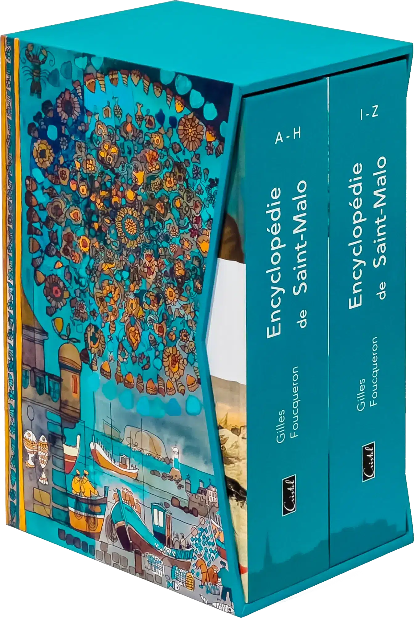 Encyclopédie de Saint-Malo en deux volumes réunis dans un coffret, écrit par Gilles Foucqueron, éditions Cristel